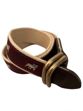 Janie and Jack Boys Bulldog Embroidered D-Ring Preppy Canvas Belt Size 2T-3T